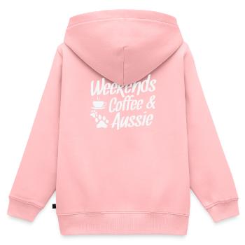 Weekends Coffee and Aussie Australian Shepherd - Kinder Premium Organic Zip Hoodie - Rosa - Hinten - AI Model Kid Female (0cm)