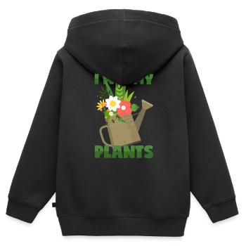 Pflanzen Gießen - Kinder Premium Organic Zip Hoodie - Schwarz - Hinten - AI Model Kid Male (0cm)
