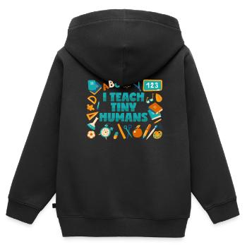 Lehrer: Ich unterrichte winzige Menschen - Kinder Premium Organic Zip Hoodie - Schwarz - Hinten - AI Model Kid Male (0cm)
