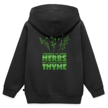 Kräuter Spruch - Thymian Wortwitz - Kinder Premium Organic Zip Hoodie - Schwarz - Hinten - AI Model Kid Male (0cm)