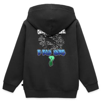 Dieser Kleine B-Boy Wird 7 - Breakdance - Kinder Premium Organic Zip Hoodie - Schwarz - Hinten - AI Model Kid Male (0cm)