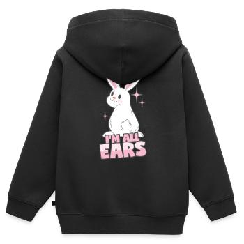 Hase: Ich bin ganz Ohr - Kinder Premium Organic Zip Hoodie - Schwarz - Hinten - AI Model Kid Male (0cm)