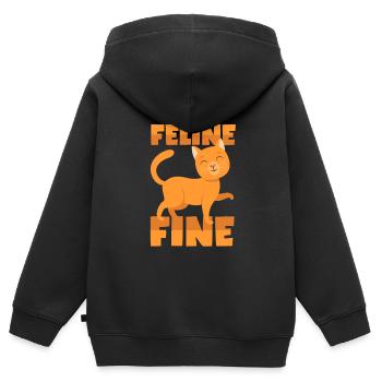 Jeu de mots pour chat - Sweat Premium à capuche zippé enfant bio - noir - Dos - AI Model Kid Male (0cm)