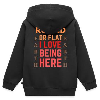 Funny Quote Flat Earth - Kinder Premium Organic Zip Hoodie - Schwarz - Hinten - AI Model Kid Male (0cm)
