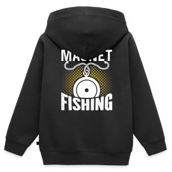 Aimant de pêche Aimant - Sweat Premium à capuche zippé enfant bio - noir - Dos - AI Model Kid Male (0cm)