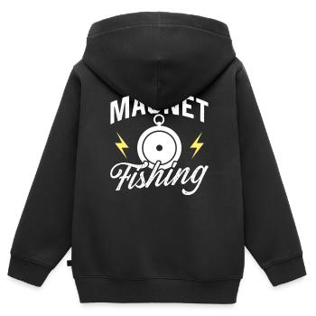 Aimant de pêche Aimant - Sweat Premium à capuche zippé enfant bio - noir - Dos - AI Model Kid Male (0cm)