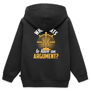 Wer Will Sich Streiten Argument Argumentieren - Kinder Premium Organic Zip Hoodie - Schwarz - Hinten - AI Model Kid Male (0cm)