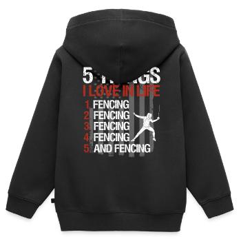 Escrime épée escrime duel idée cadeau - Sweat Premium à capuche zippé enfant bio - noir - Dos - AI Model Kid Male (0cm)