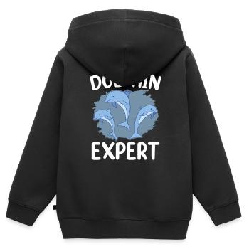 Expert Dauphin Dauphin Dauphin Amoureux des Dauphins - Sweat Premium à capuche zippé enfant bio - noir - Dos - AI Model Kid Male (0cm)