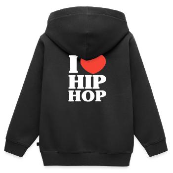 Hip Hop Rap Music Rapper Hiphop Gift - Sweat Premium à capuche zippé enfant bio - noir - Dos - AI Model Kid Male (0cm)