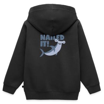 Hammerhai Wortwitz: "Nailed It!" - Kinder Premium Organic Zip Hoodie - Schwarz - Hinten - AI Model Kid Male (0cm)