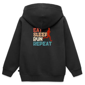 Courir - Sweat Premium à capuche zippé enfant bio - noir - Dos - AI Model Kid Male (0cm)