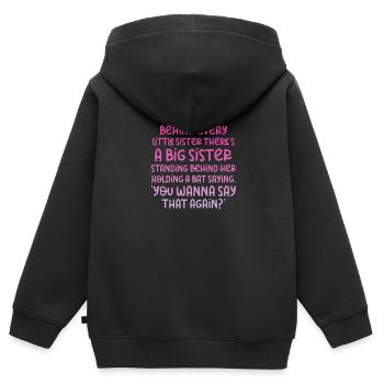 Older sister - Kids Premium Organic Zip-up Hoodie - black - Back - AI Model Kid Male (0cm)