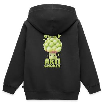 Artichoke: Okey Dokey Artichokey - Kids Premium Organic Zip-up Hoodie - black - Back - AI Model Kid Male (0cm)