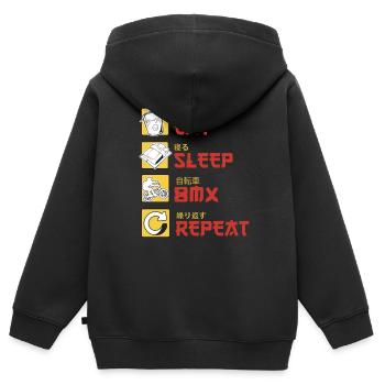 BMX Cycliste BMX Vélo BMX Rampe BMX BMX Vélo - Sweat Premium à capuche zippé enfant bio - noir - Dos - AI Model Kid Male (0cm)