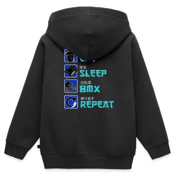 BMX Cycliste BMX Vélo BMX Rampe Vélo BMX BMX - Sweat Premium à capuche zippé enfant bio - noir - Dos - AI Model Kid Male (0cm)
