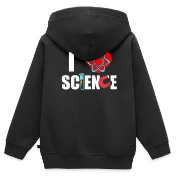 J’adore les dictons de l’équipe scientifique scientifique - Sweat Premium à capuche zippé enfant bio - noir - Dos - AI Model Kid Male (0cm)