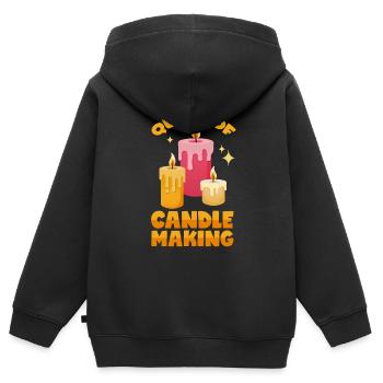 Versement de bougies - Sweat Premium à capuche zippé enfant bio - noir - Dos - AI Model Kid Male (0cm)