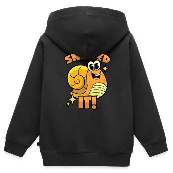 Schnecken Wortwitz - Kinder Premium Organic Zip Hoodie - Schwarz - Hinten - AI Model Kid Male (0cm)