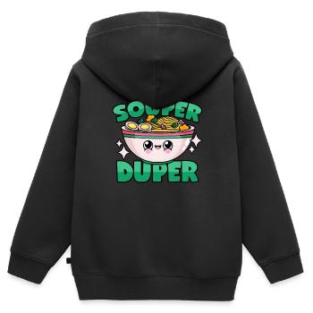 Soupe ramen: « Souper Duper » - Sweat Premium à capuche zippé enfant bio - noir - Dos - AI Model Kid Male (0cm)