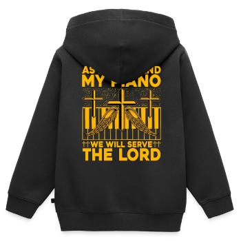 As for me and my Piano we will serve the lord - Kinder Premium Organic Zip Hoodie - Schwarz - Hinten - AI Model Kid Male (0cm)