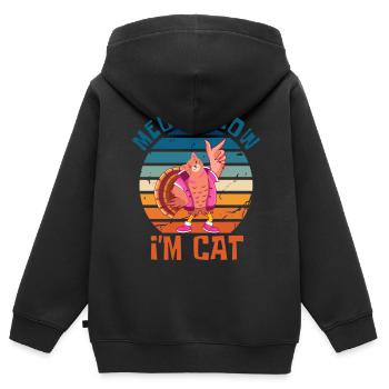 Thanksgiving Funny Turkey Fake Cat - Kinder Premium Organic Zip Hoodie - Schwarz - Hinten - AI Model Kid Male (0cm)