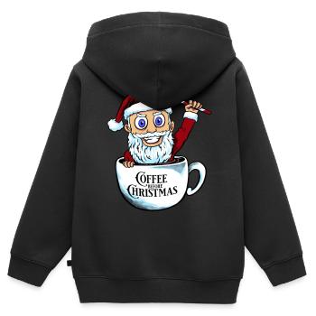 Santa Coffee Show Claus Nouvel An Noël - Sweat Premium à capuche zippé enfant bio - noir - Dos - AI Model Kid Male (0cm)