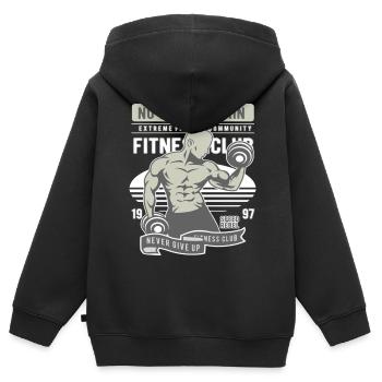 Pas de douleur Pas de gain Gymnase - Sweat Premium à capuche zippé enfant bio - noir - Dos - AI Model Kid Male (0cm)