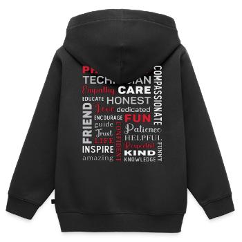 Technicien en pharmacie Tech Pharmacien Quota de pharmaciens - Sweat Premium à capuche zippé enfant bio - noir - Dos - AI Model Kid Male (0cm)