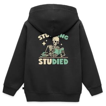 Skeleton in learning - Kids Premium Organic Zip-up Hoodie - black - Back - AI Model Kid Male (0cm)