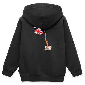 United Kingdom UK England Grossbritannien Geschenk - Kinder Premium Organic Zip Hoodie - Schwarz - Hinten - AI Model Kid Male (0cm)