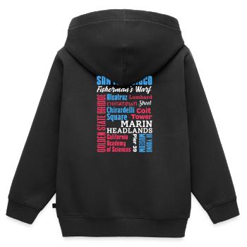 San Francisco - Sweat Premium à capuche zippé enfant bio - noir - Dos - AI Model Kid Male (0cm)