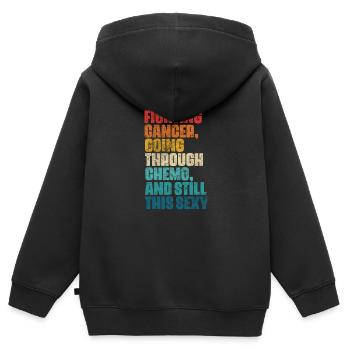 Krebs - Kinder Premium Organic Zip Hoodie - Schwarz - Hinten - AI Model Kid Male (0cm)