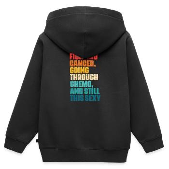 Krebs Krank Krankheit Kampf Geschenk - Kinder Premium Organic Zip Hoodie - Schwarz - Hinten - AI Model Kid Male (0cm)