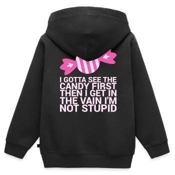 Ich Muss Den Ersten Lustigen Humor Für Erwachsene - Kinder Premium Organic Zip Hoodie - Schwarz - Hinten - AI Model Kid Male (0cm)