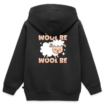 Schaf Wolle Wortwitz - Kinder Premium Organic Zip Hoodie - Schwarz - Hinten - AI Model Kid Male (0cm)