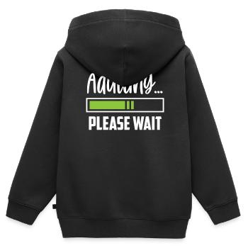 Grandir s’il vous plaît attendre la puberté anniversaire - Sweat Premium à capuche zippé enfant bio - noir - Dos - AI Model Kid Male (0cm)