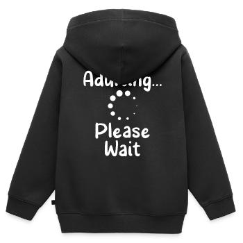 Grandir s’il vous plaît attendre la puberté anniversaire - Sweat Premium à capuche zippé enfant bio - noir - Dos - AI Model Kid Male (0cm)