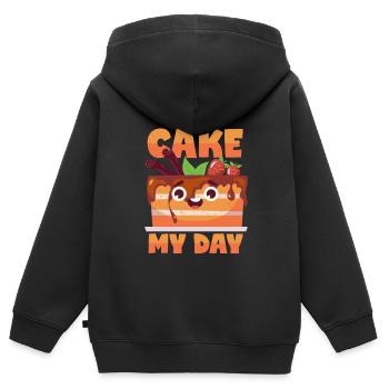 Kuchen Wortwitz: "You Make My Day" - Kinder Premium Organic Zip Hoodie - Schwarz - Hinten - AI Model Kid Male (0cm)