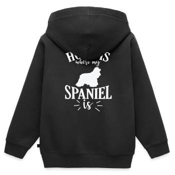 Home is where my Spaniel is Cockerspaniel Hund - Kinder Premium Organic Zip Hoodie - Schwarz - Hinten - AI Model Kid Male (0cm)