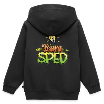 Équipe Éducation spécialisée Enseignant en éducation spécialisée Profession - Sweat Premium à capuche zippé enfant bio - noir - Dos - AI Model Kid Male (0cm)