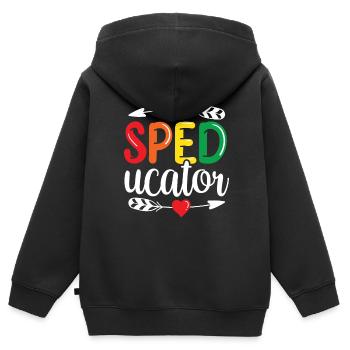 Sped-Ucator Profession Éducation spéciale Éducation spécialisée Éducation spéciale - Sweat Premium à capuche zippé enfant bio - noir - Dos - AI Model Kid Male (0cm)