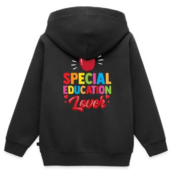 Amoureux de l’éducation spécialisée Enseignants Éducation spécialisée - Sweat Premium à capuche zippé enfant bio - noir - Dos - AI Model Kid Male (0cm)