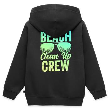 Équipe de nettoyage de plage Nettoyage de plage Plage - Sweat Premium à capuche zippé enfant bio - noir - Dos - AI Model Kid Male (0cm)