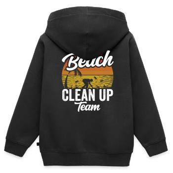 Équipe de nettoyage de plage Nettoyage de plage Plage - Sweat Premium à capuche zippé enfant bio - noir - Dos - AI Model Kid Male (0cm)