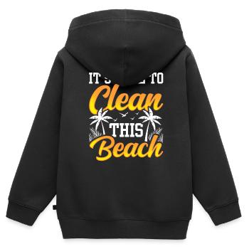 Es Ist Zeit Diesen Strand Zu Säubern Strände - Kinder Premium Organic Zip Hoodie - Schwarz - Hinten - AI Model Kid Male (0cm)