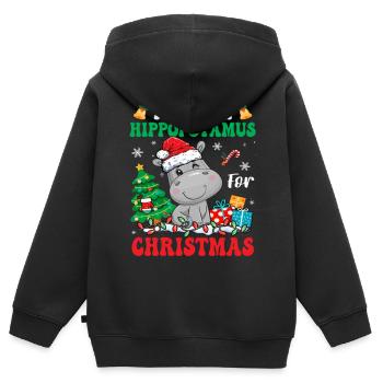 I Want A Hippopotamus For Christmas Lights Santa - Kinder Premium Organic Zip Hoodie - Schwarz - Hinten - AI Model Kid Male (0cm)