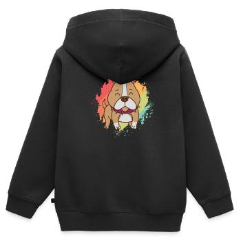 Pit Bull Comic Dessin Chien Pet - Sweat Premium à capuche zippé enfant bio - noir - Dos - AI Model Kid Male (0cm)