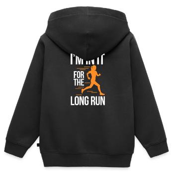 Courir - Sweat Premium à capuche zippé enfant bio - noir - Dos - AI Model Kid Male (0cm)