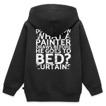 Wissen Sie, Was Ein Maler Zeichnet, Bevor Er Geht? - Kinder Premium Organic Zip Hoodie - Schwarz - Hinten - AI Model Kid Male (0cm)